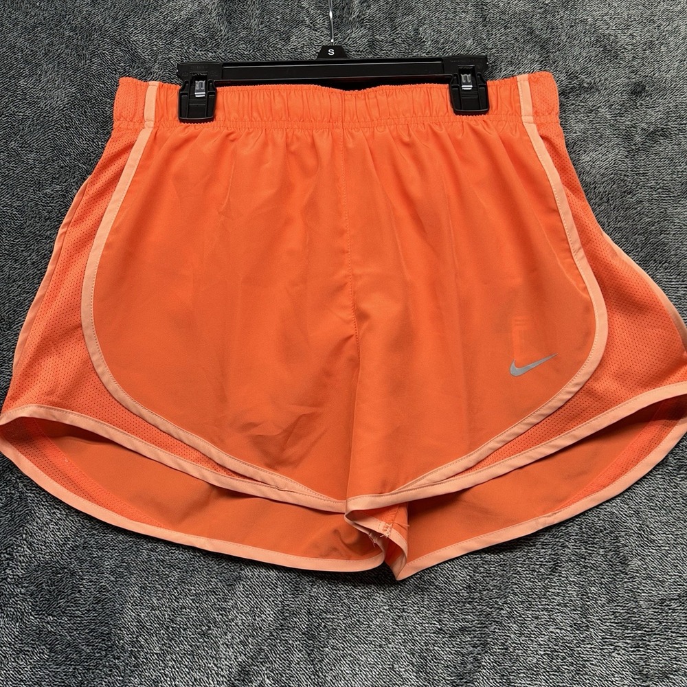 Nike Womens Size S Orange Dri Fit Tempo Mid Rise Brief Athletic Shorts